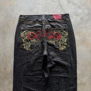 Baggy Coogi Black Embroidered Wide Leg Southpole Styl Y2K Vintage Denim Jeans